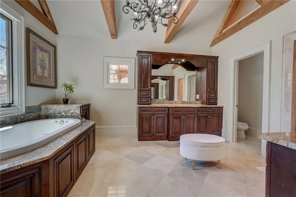 His vanity to water closet and shower