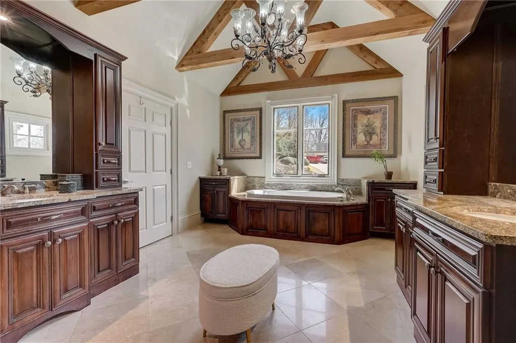 Primary bath - his & her vanity and soaking tub