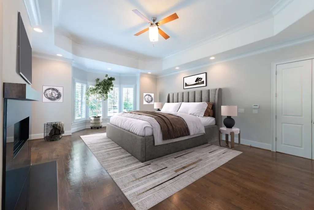 Primary suite virtually staged