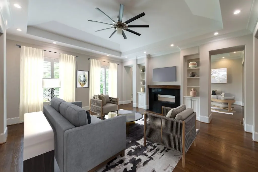Family room virtually staged