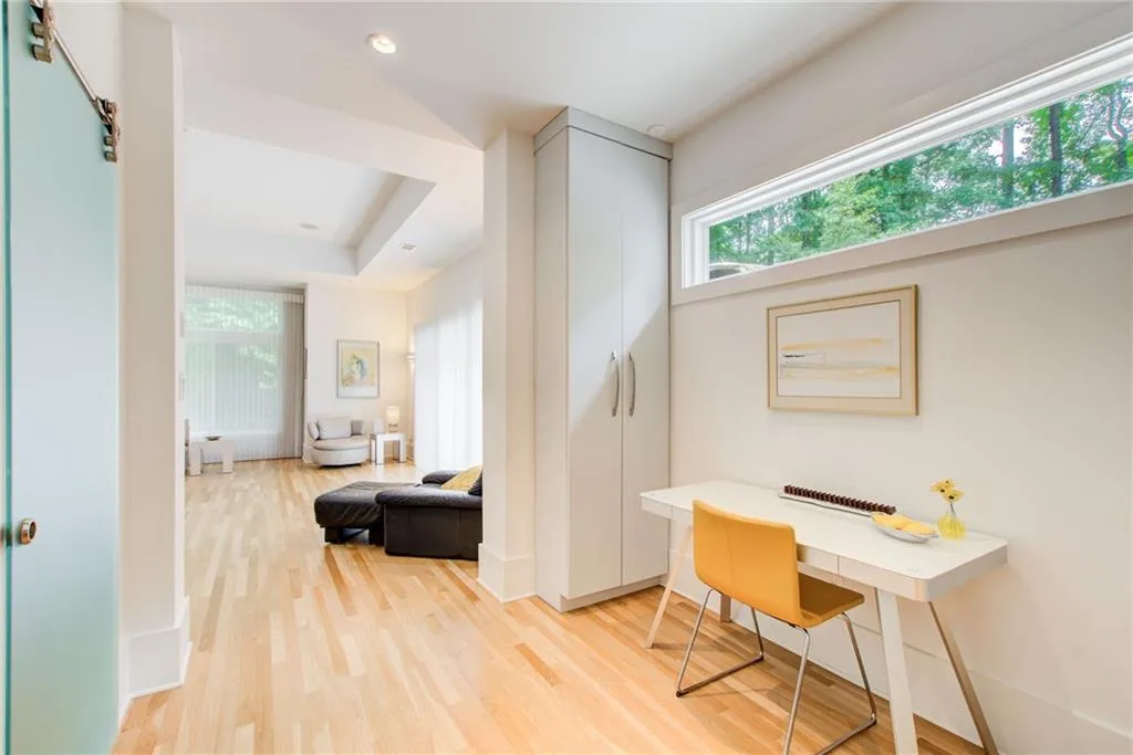 TWO extra closets for shoes or other collectibles plus room for a desk or ottoman for dressing.