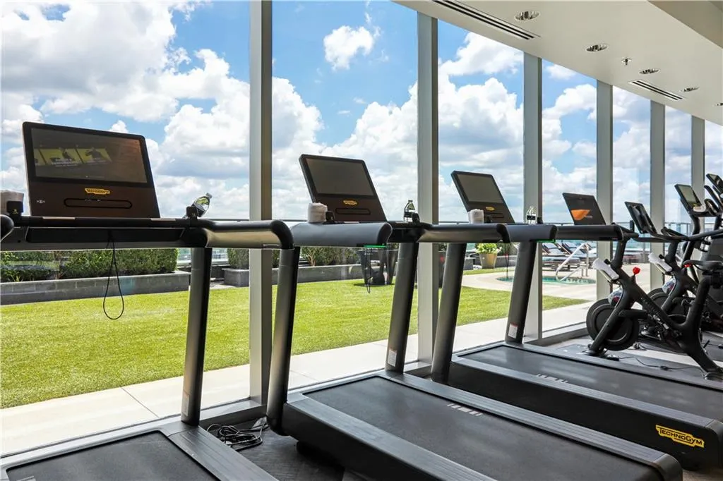 Gym featuring expansive windows