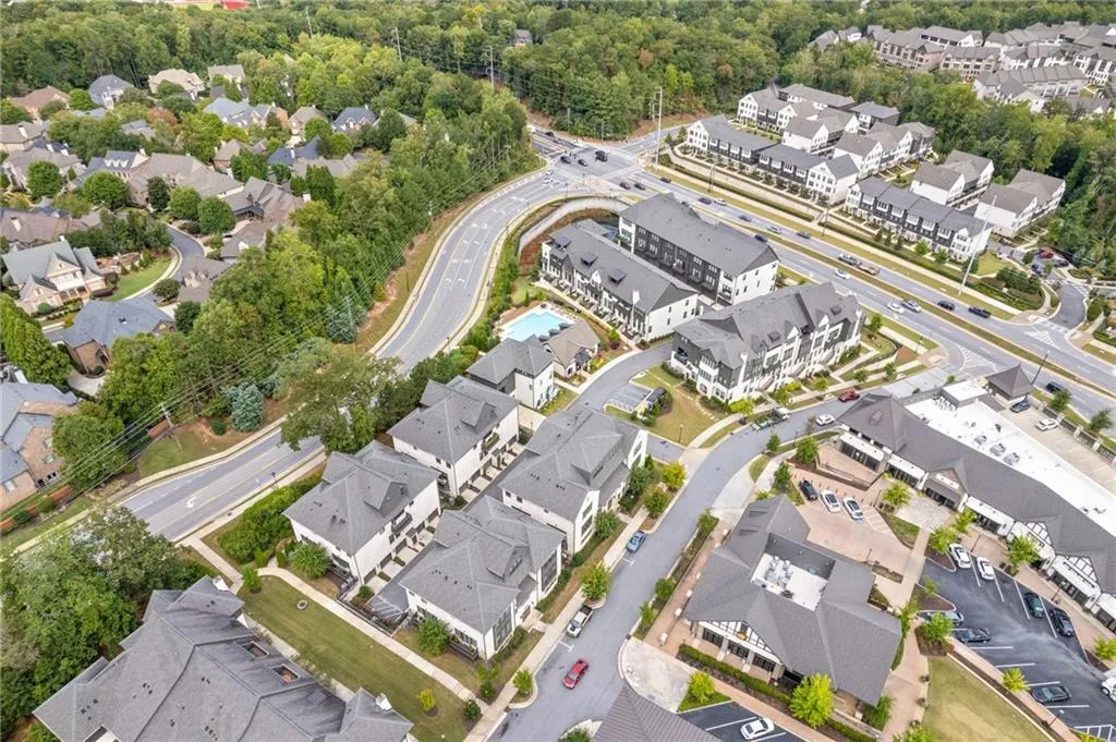 Aerial perspective of suburban area