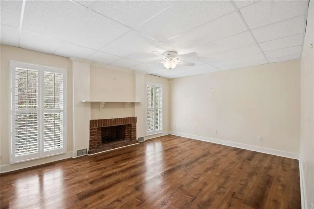 A huge recreation room on the terrace level. High ceilings.