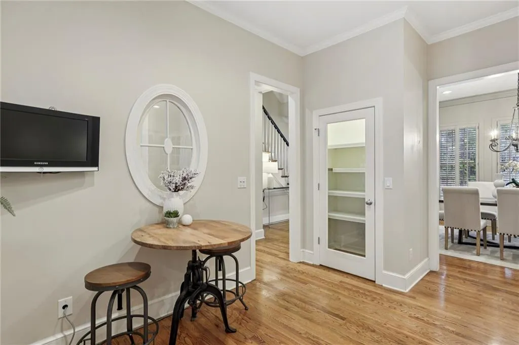 Breakfast area and pantry with glass door