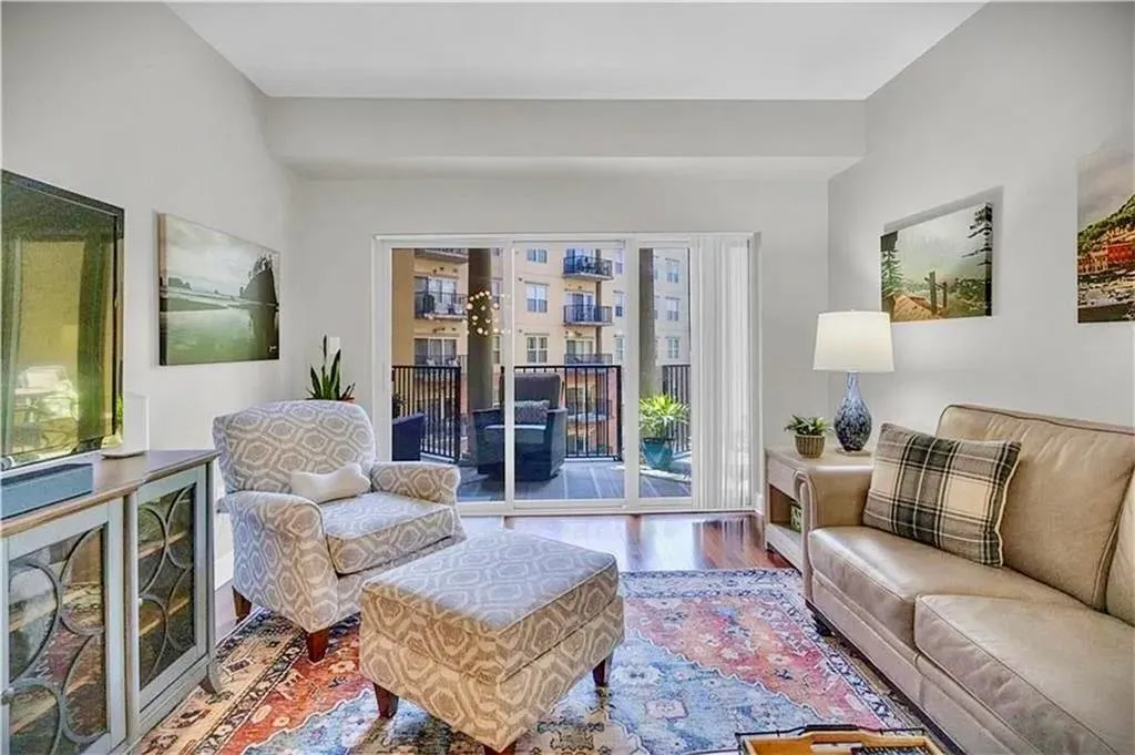 Living room featuring wood finished floors