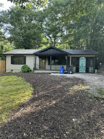 View of front facade featuring covered porch