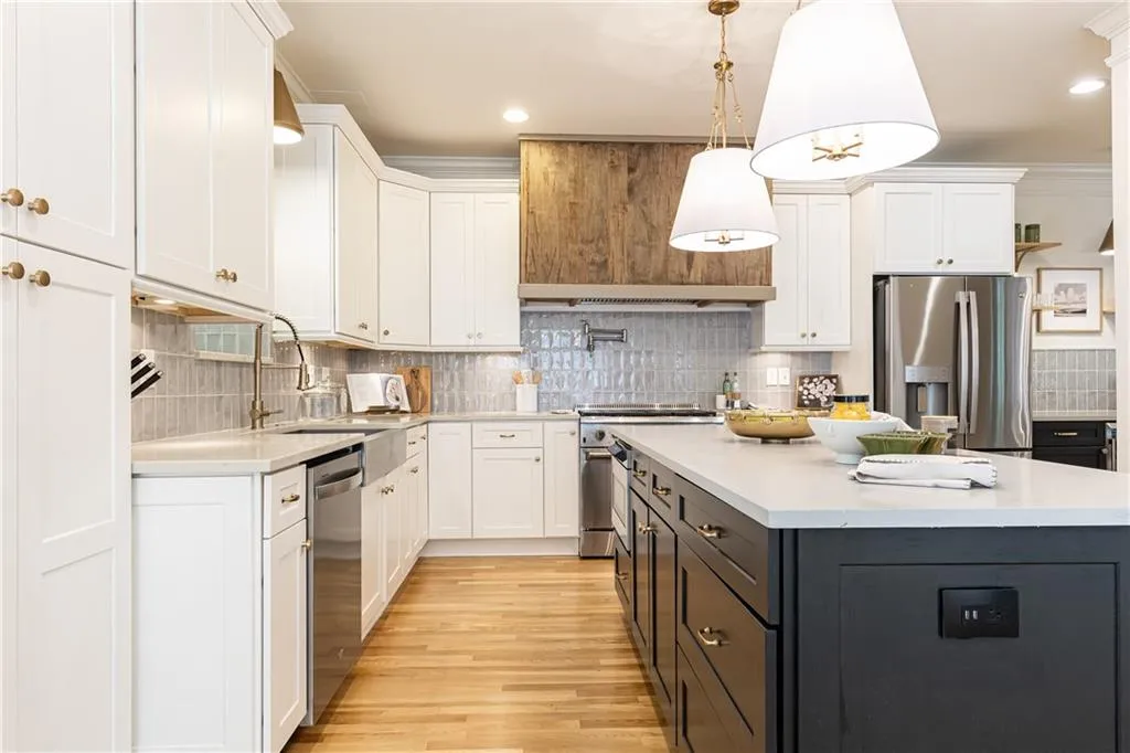 Timeless white cabinetry and quartz countertops