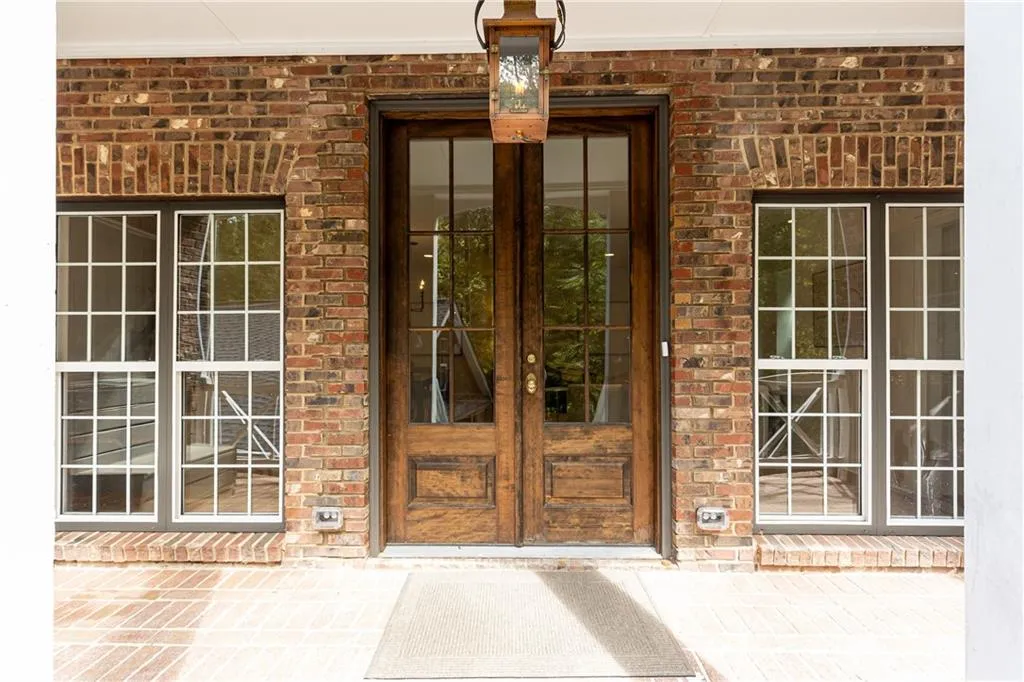 Front door entry - solid wood double doors