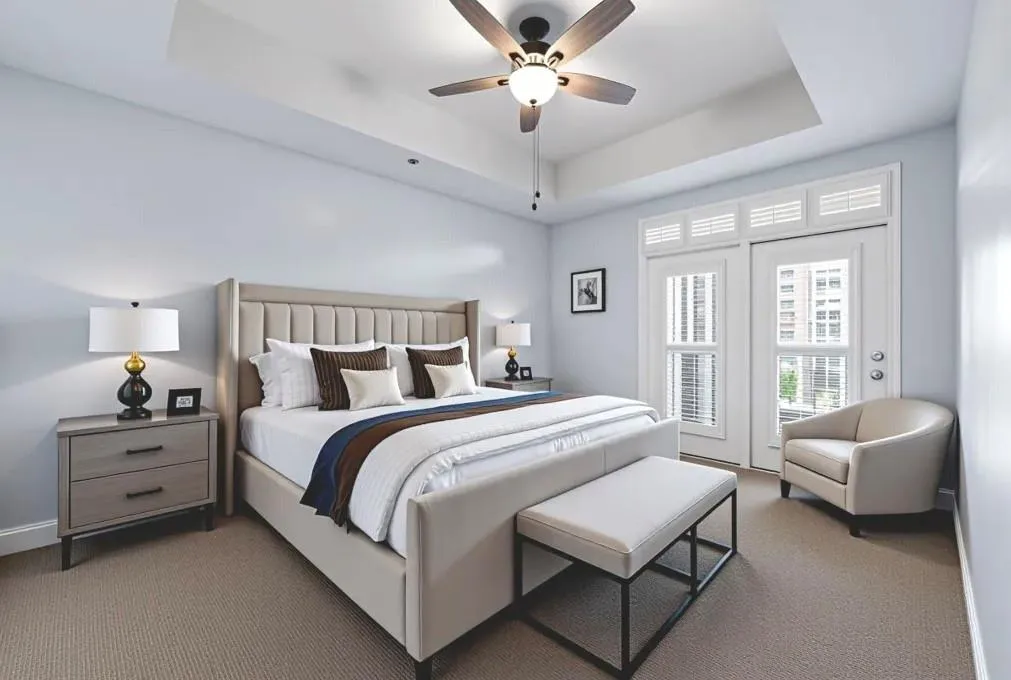 Bedroom 1 with ensuite- virtually staged