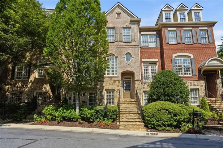 Stone and brick facade with a multi-level design