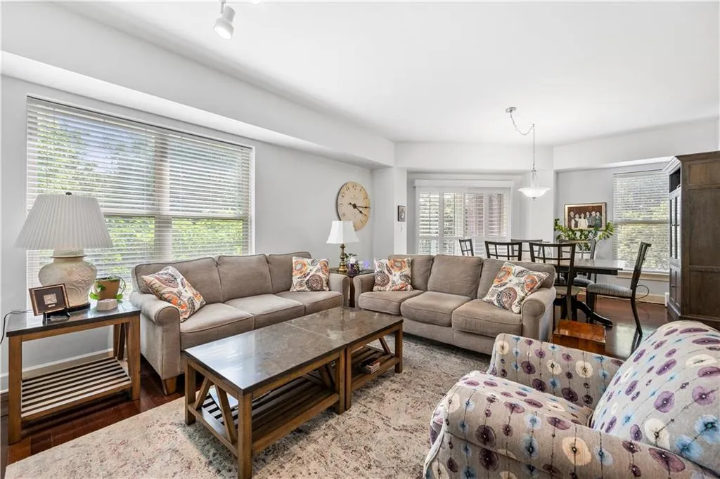 Living room with wood finished floors