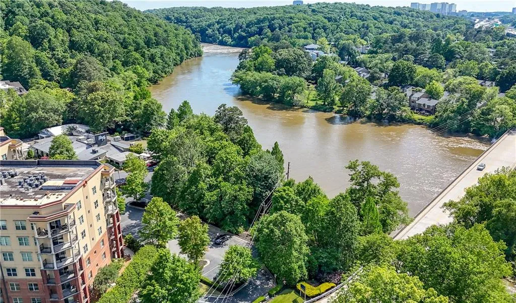 Drone / aerial view of a nearby body of water