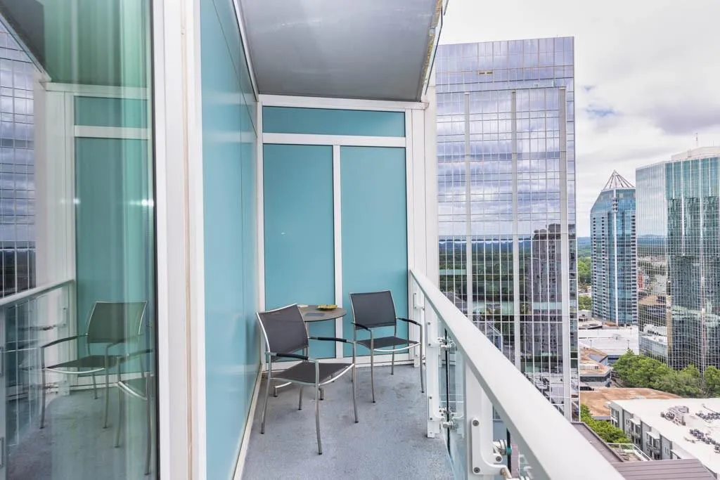 Balcony with a view of city