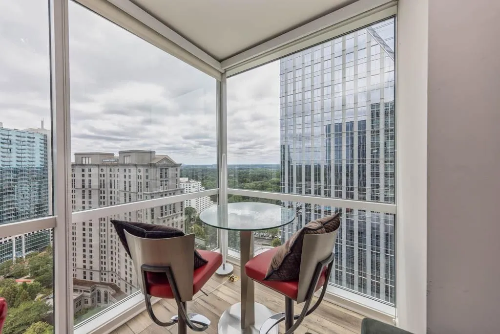 Balcony with a view of city