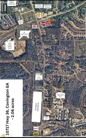 Aerial Map. Identifying the property location, dimensions, and surrounding infrastructure