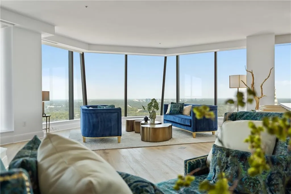 Living area with wood finished floors
