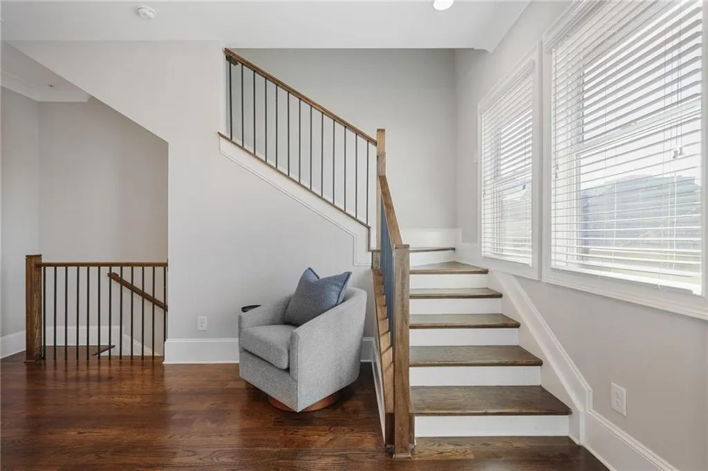 Stairs up to top floor