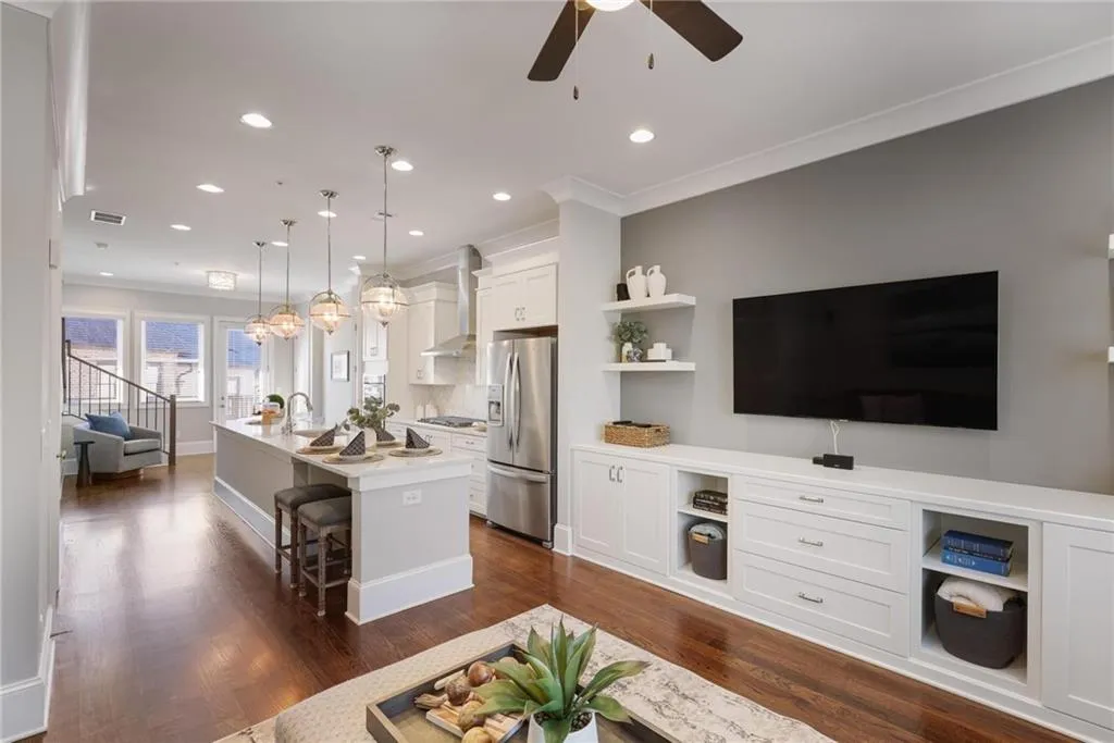 View to kitchen from living room