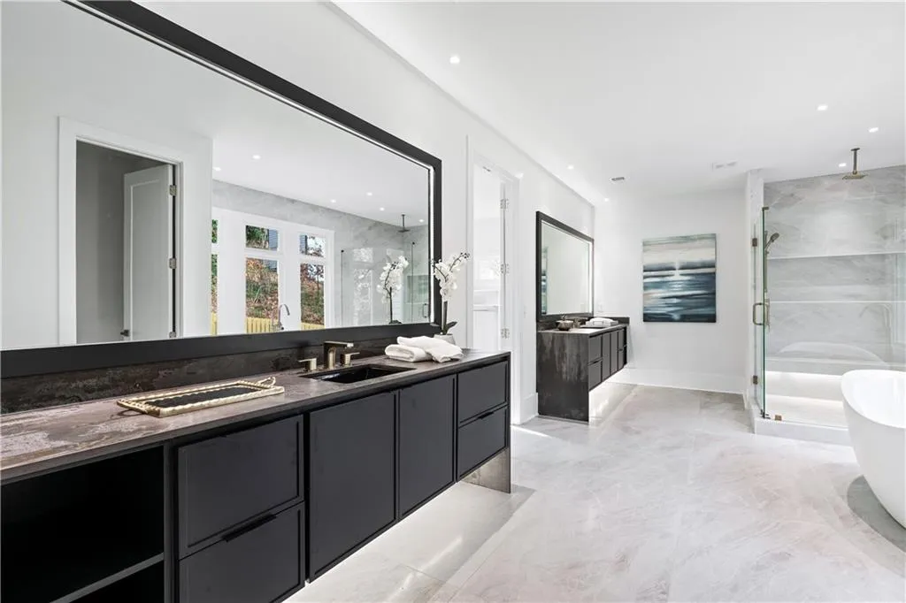 Bathroom with vanity and independent shower and bath Bathroom with vanity and independent shower and bath