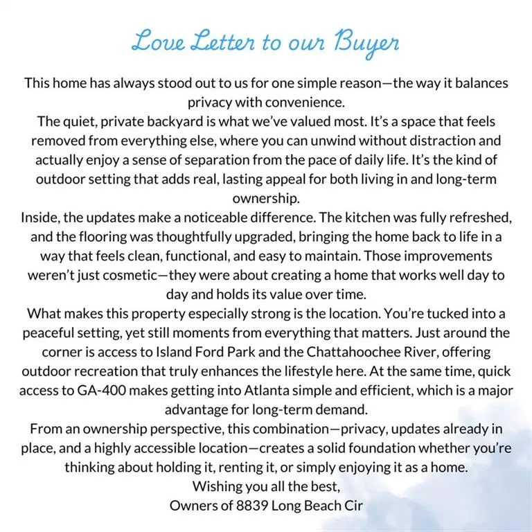 8839 Long Beach Circle, Sandy Springs, Georgia 30350, 2 Bedrooms Bedrooms, ,2 BathroomsBathrooms,Residential,For Sale,8839 Long Beach Circle,7756374
