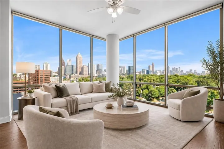 Virtually Staged | Corner Living Room with Panoramic Midtown Views