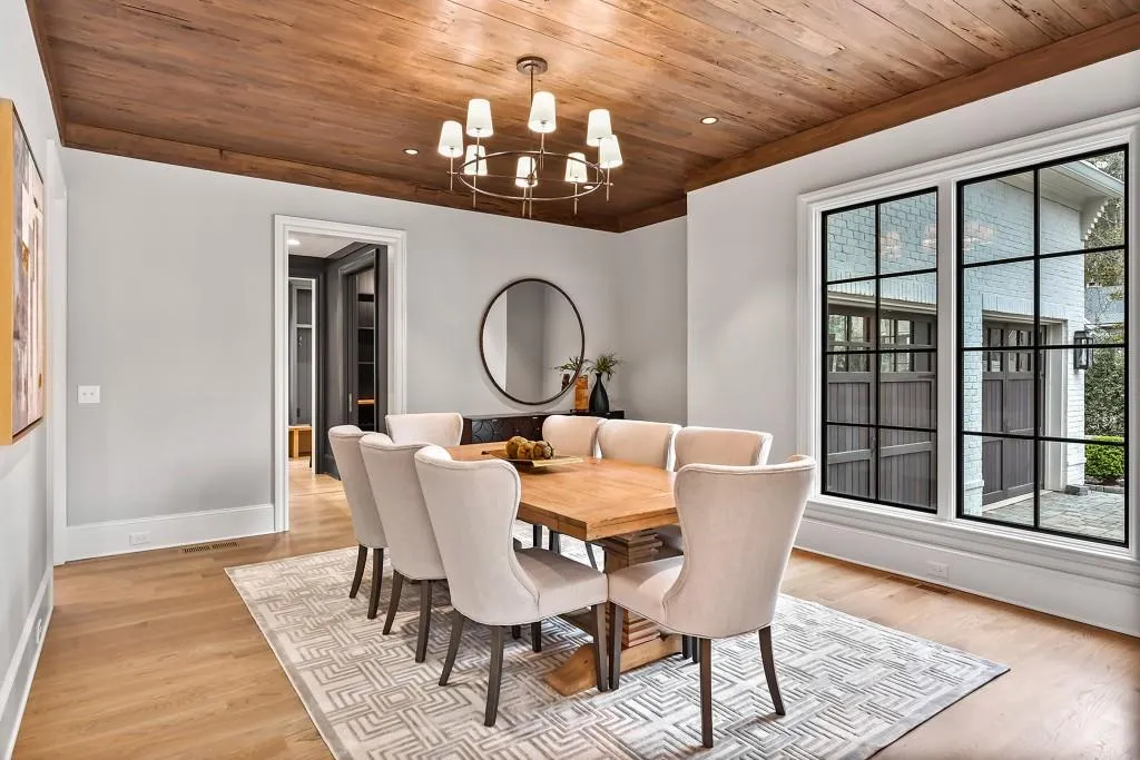 Pecky Cypress Dining Room ceiling