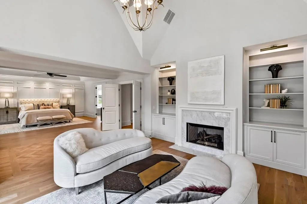 Primary suite with sitting room and fireplace