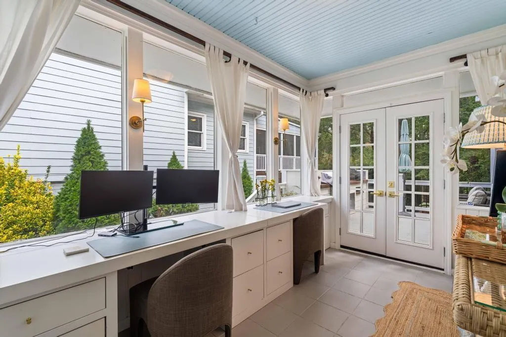 Sunroom being used as an office