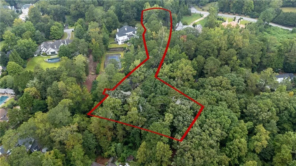 Aerial view of property's location with property boundaries highlighted