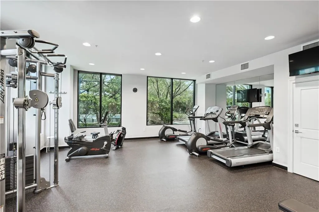 Exercise room with recessed lighting