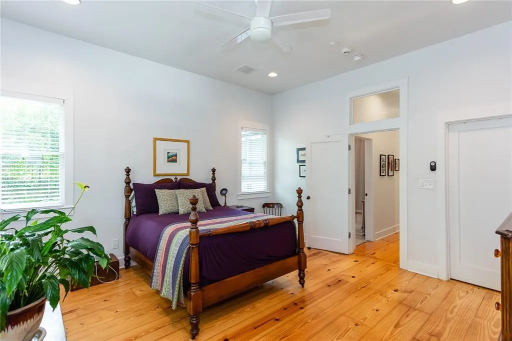 The full bath for the second bedroom is just outside the bedroom door on the left.