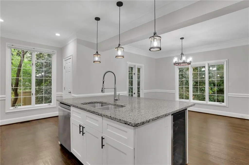 Chef's Kitchen with Gourmet Island, New Pendant Lighting, Stainless Steel Appliances