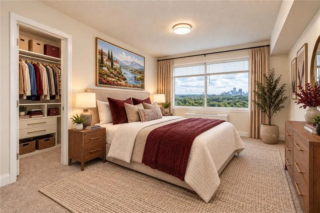 Virtually staged Bedroom