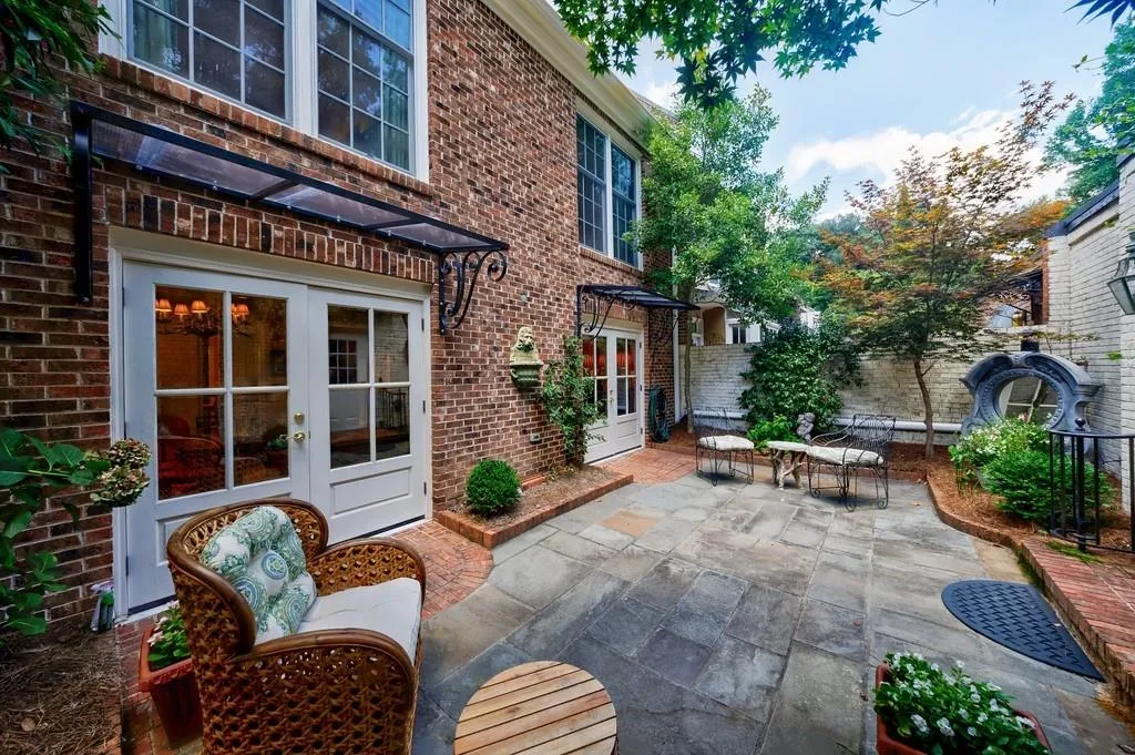 view of the back of the townhouse from the courtyard