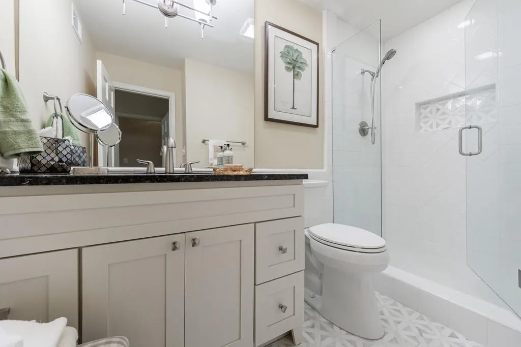 2nd guest room's en suite bath- newly renovated 2024