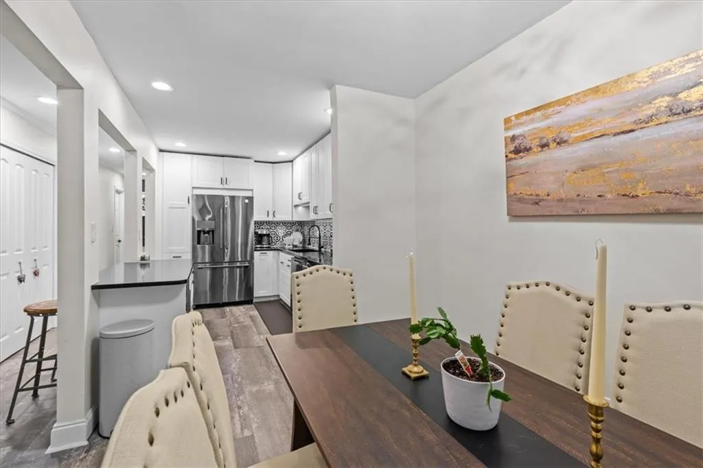 Dining room with recessed lighting