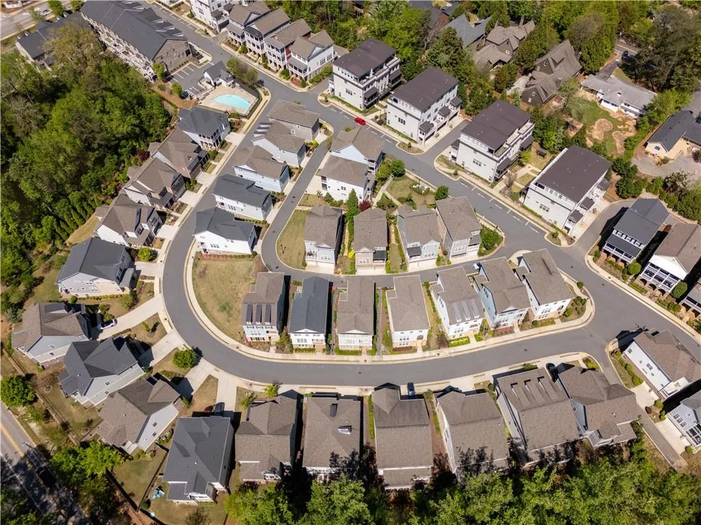 Bird's eye view with a residential view