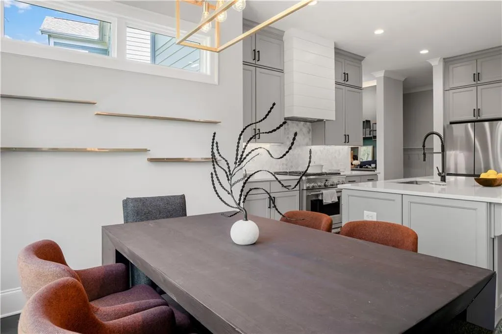 Dining room with recessed lighting
