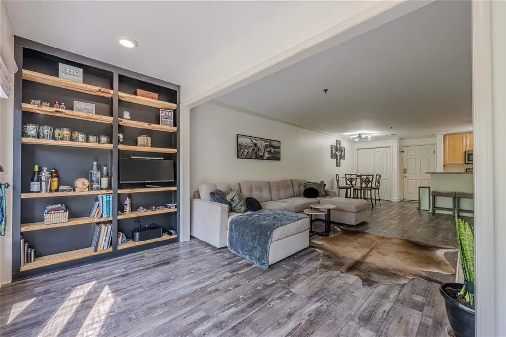 Living room with wood finished floors