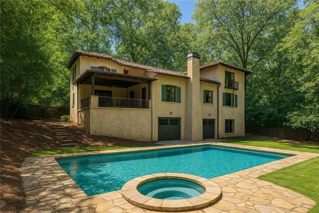 AI generated pool to show options of what you could do with incredible backyard.