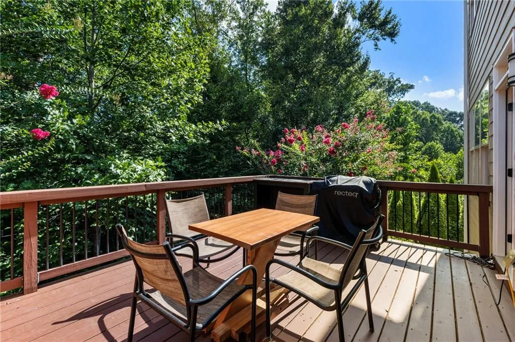 Wooden deck with outdoor dining space