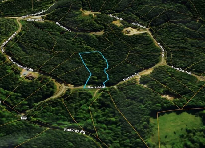 Aerial Parcel Map. Highlighting the property boundaries and surrounding roads