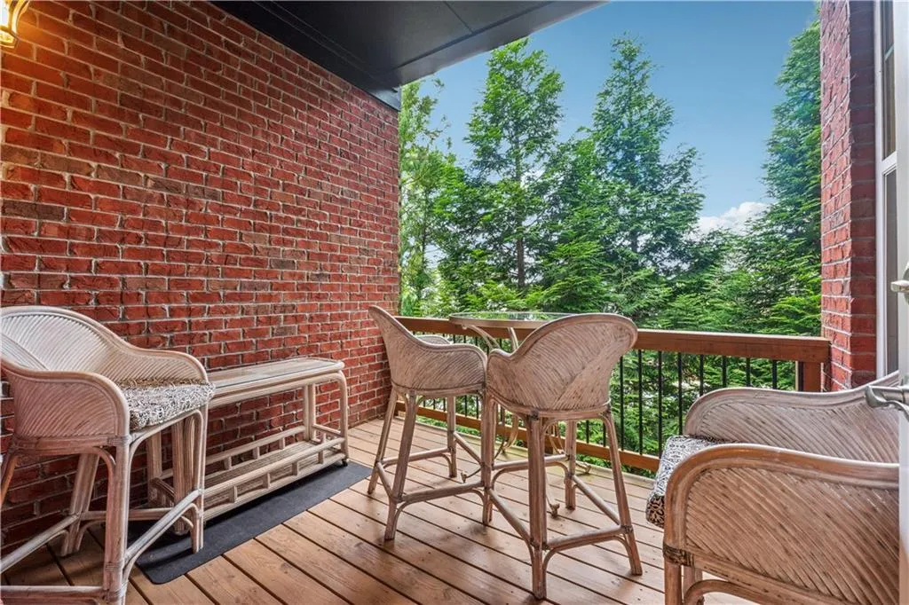 Very private covered deck overlooking trees and green space
