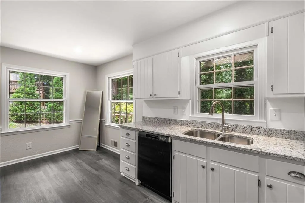 White cabinets.