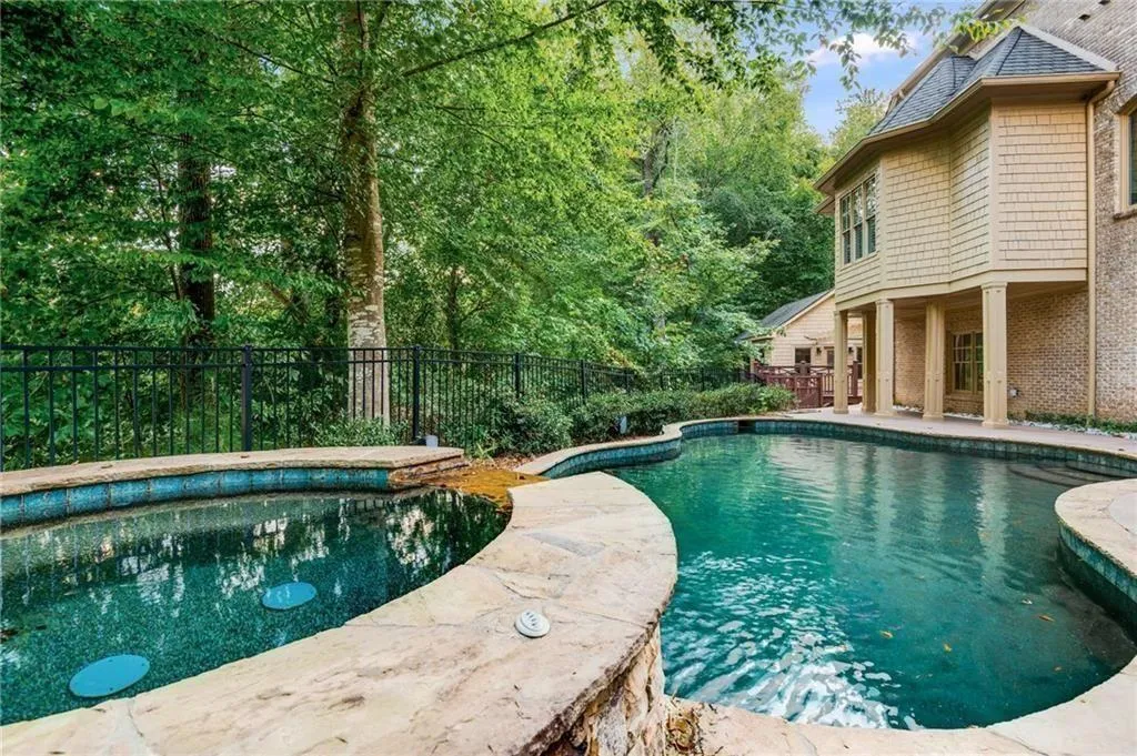 Spa creates waterfall into the pool