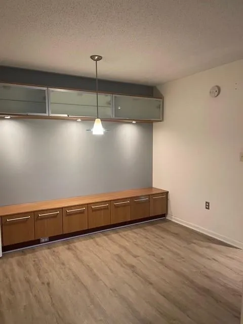 Empty room featuring wood-type flooring and a textured ceiling