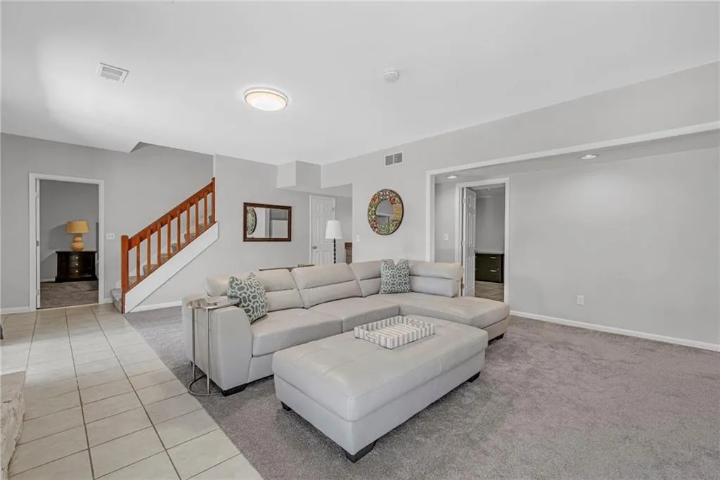 View of tiled living room