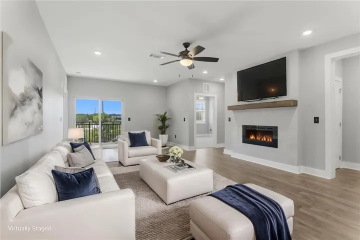 Virtually staged to show potential furniture layout option