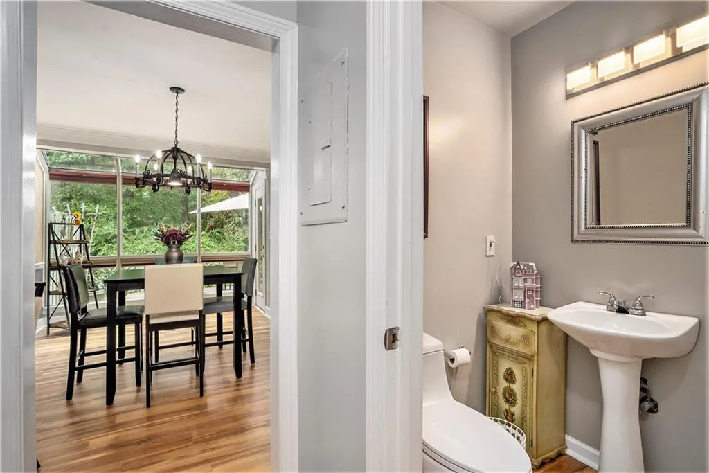 Powder room off entry hall